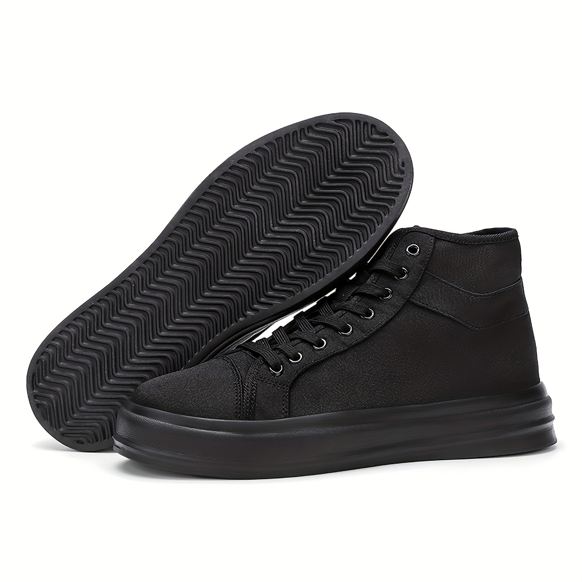 mens lace up canvas sneakers high top casual walking shoes comfortable and breathable details 7