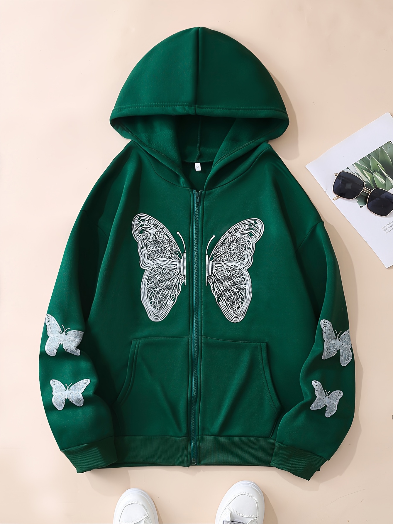 butterfly print sweatshirt y2k long sleeve crew neck zip up hoodies sweatshirts casual tops for spring fall womens clothing details 15