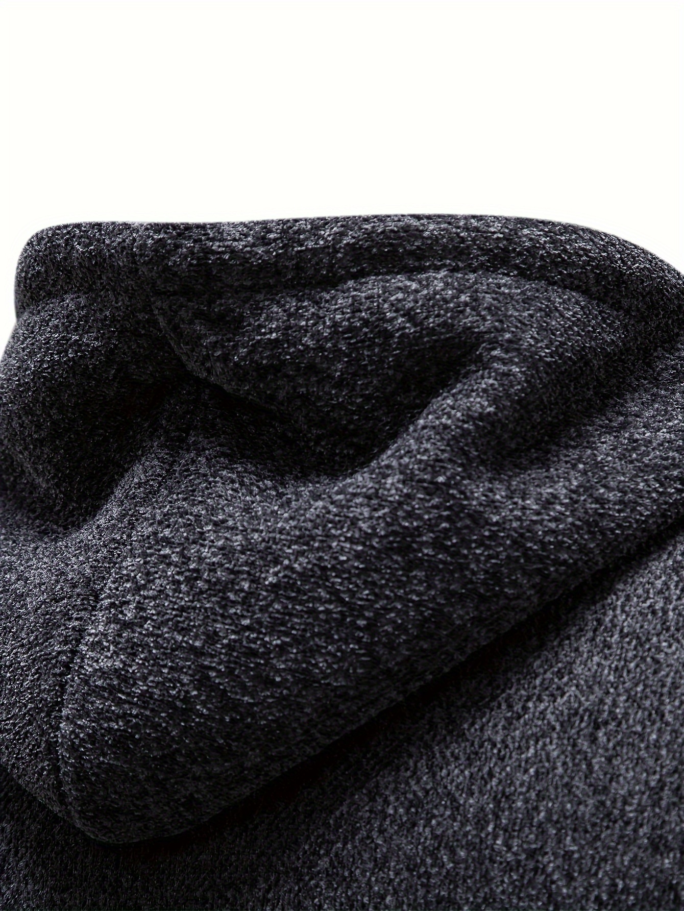 warm mid length hooded fleece coat mens comfortable solid color zip up knitted cardigan for spring fall details 2