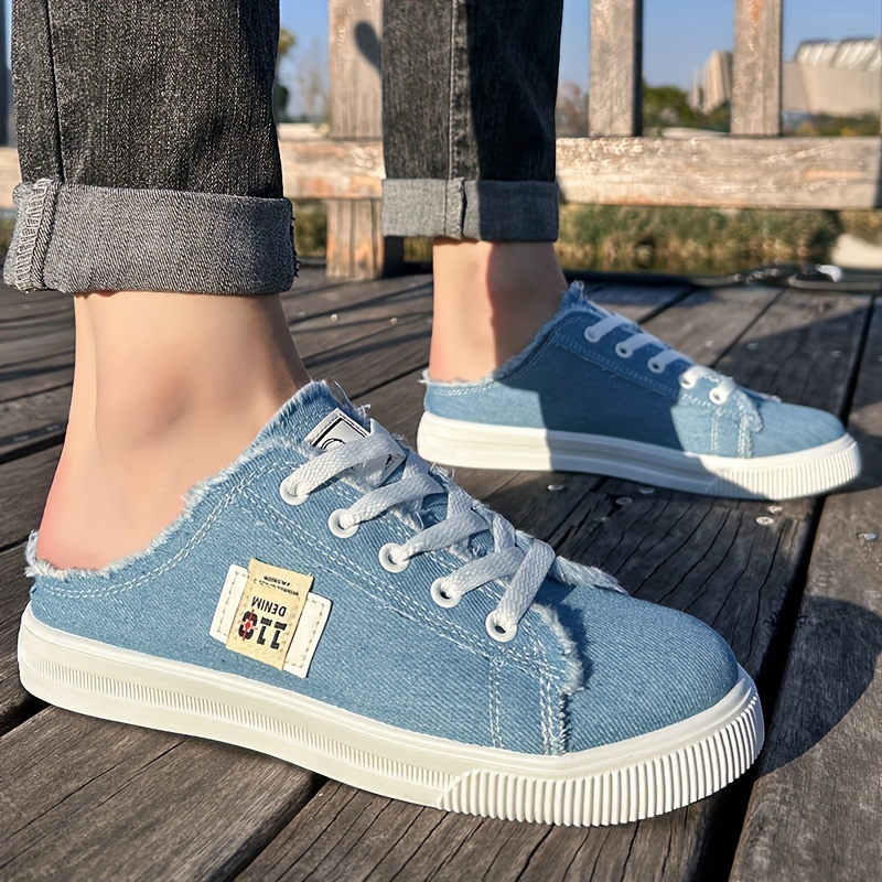 mens stylish backless canvas shoes breathable lightweight slip on casual slippers for outdoor walking spring and summer details 10