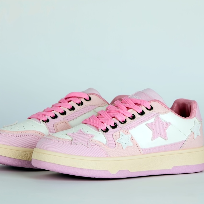 womens platform skate shoes star pattern round toe low top sneakers versatile trendy sports shoes details 7