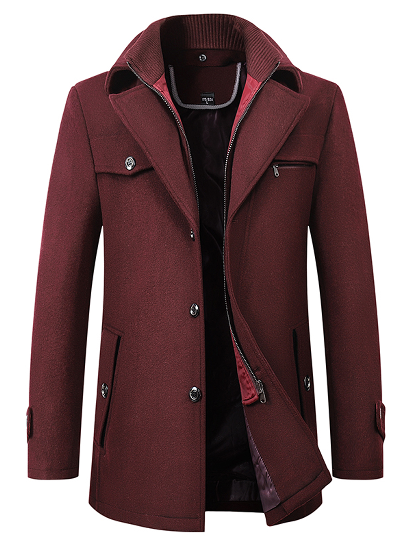 new wool coat mens business casual thick warm slim jacket details 2