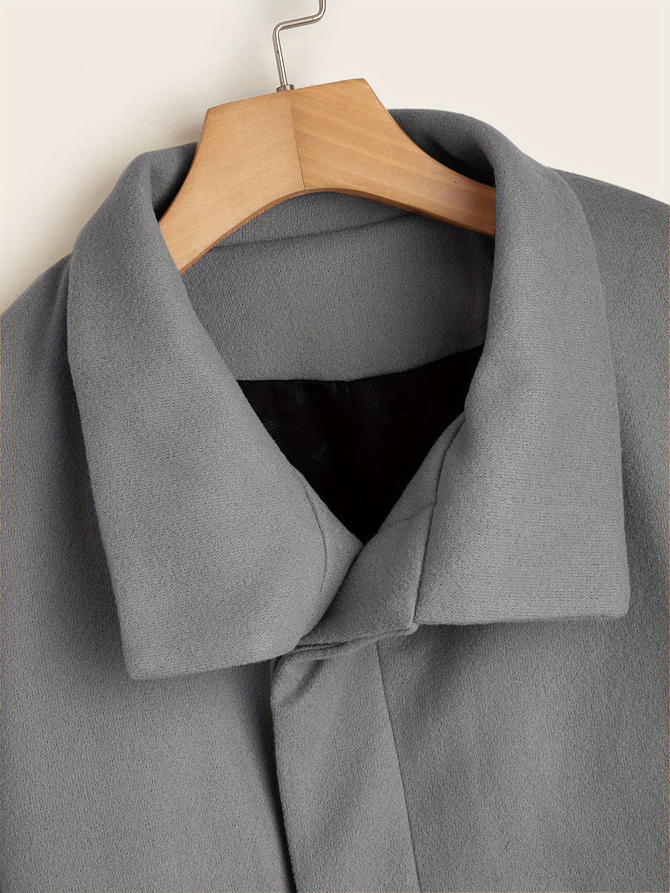 mens trendy retro solid long sleeve coat windbreaker lapel long overcoat for autumn winter details 21