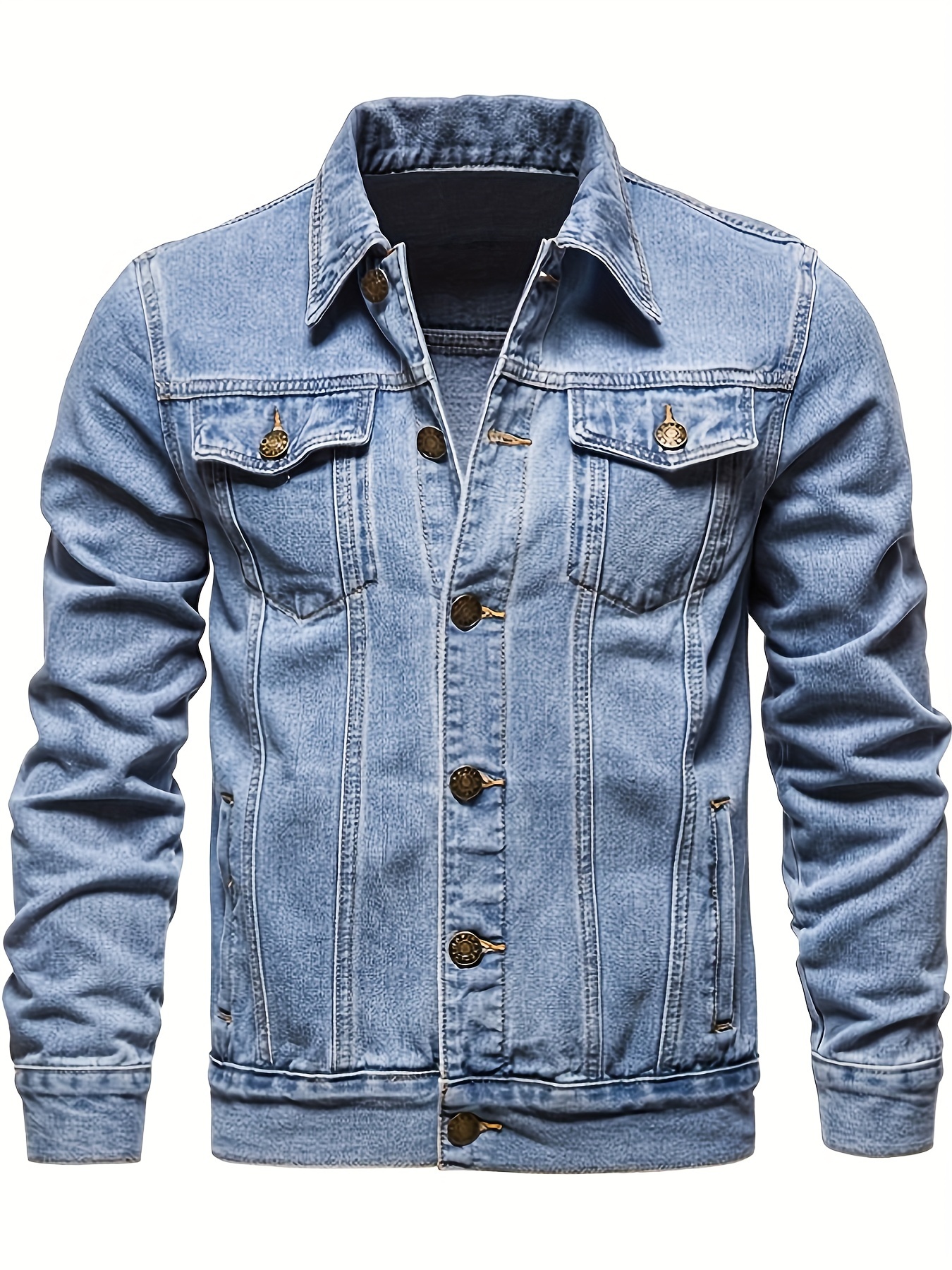mens casual denim jacket street style button up jacket details 0