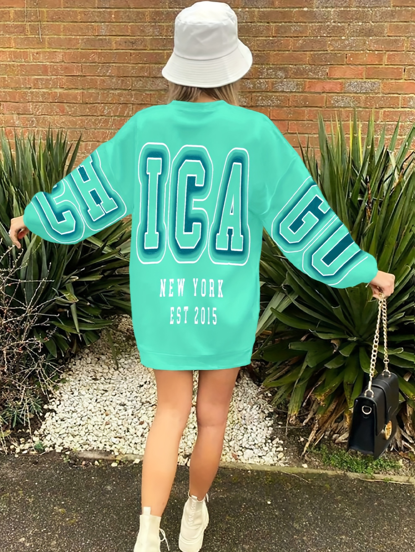 letter print drop shoulder sweatshirt casual long sleeve crew neck sweatshirt for fall winter womens clothing details 24