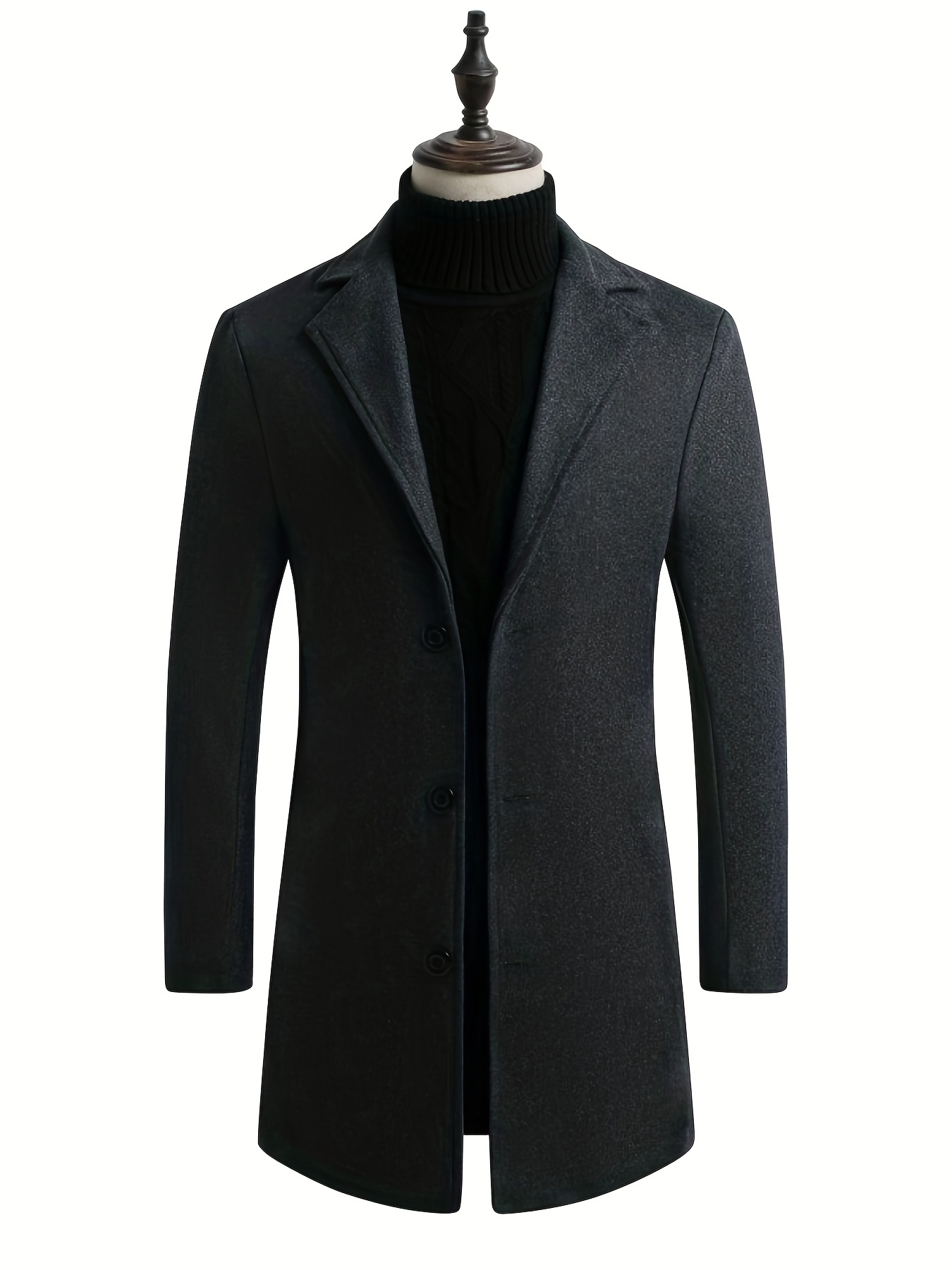 classic design trench coat mens semi formal button up lapel overcoat for fall winter business details 0