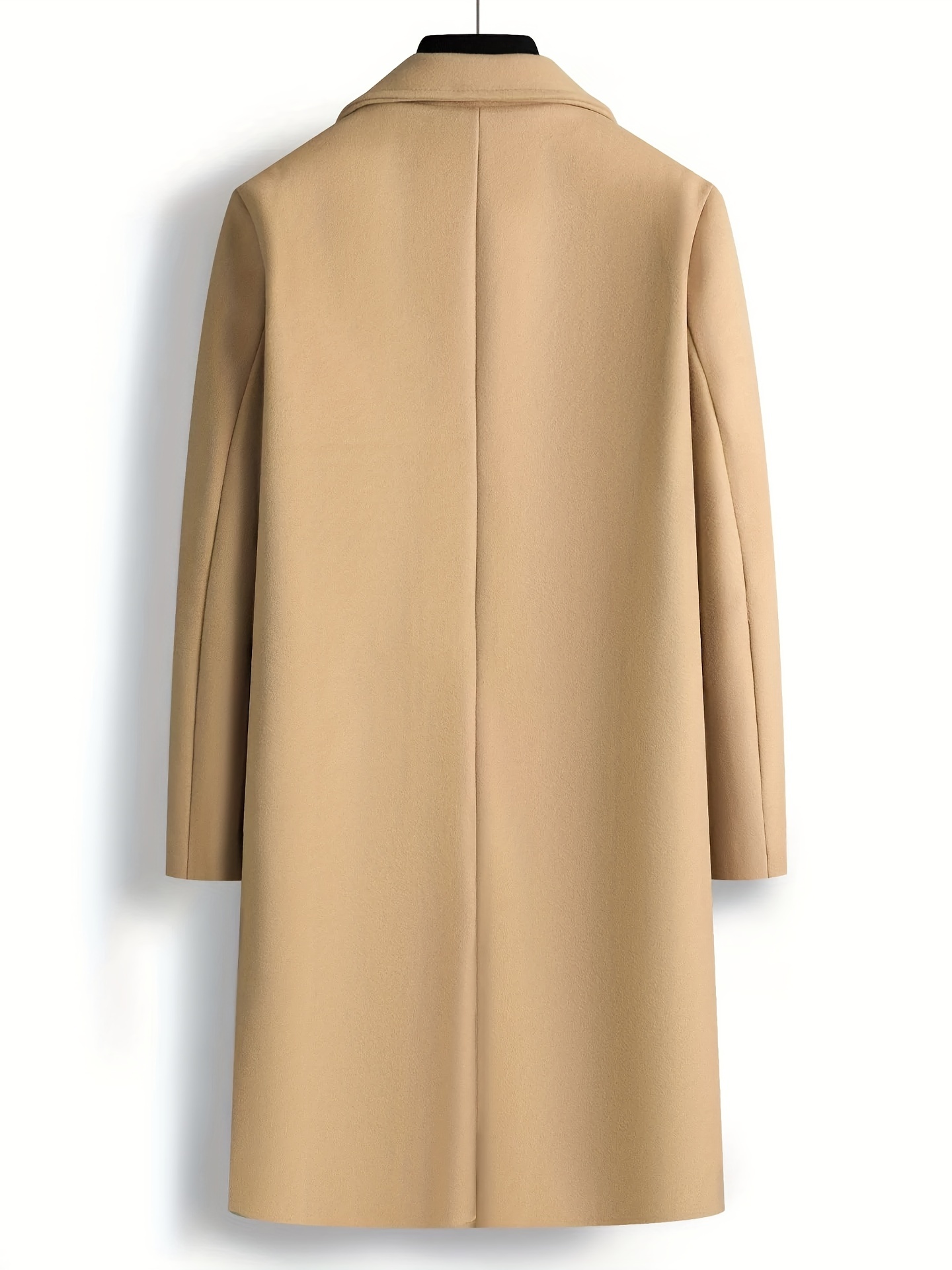 chic elegant double breasted trench coat mens casual lapel flap pocket woolen overcoat for fall winter business details 26