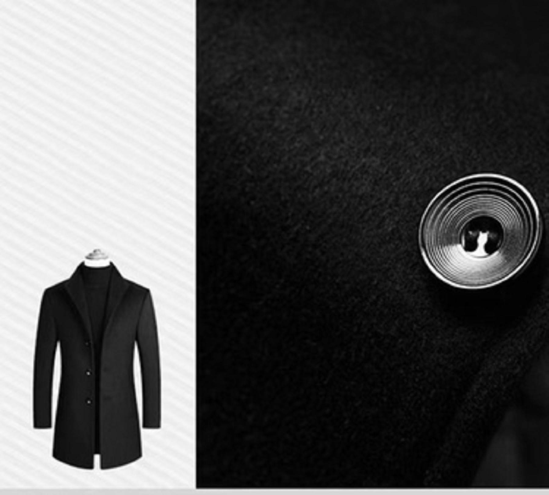 new mens business coat slim long woolen coat details 7