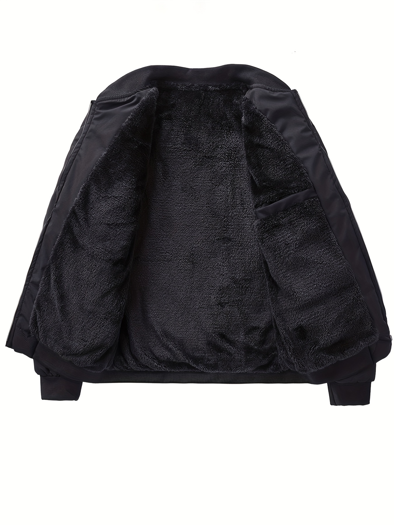 warm fleece thickened jacket, warm fleece thickened jacket mens casual baseball collar zip up jacket coat for fall winter details 12