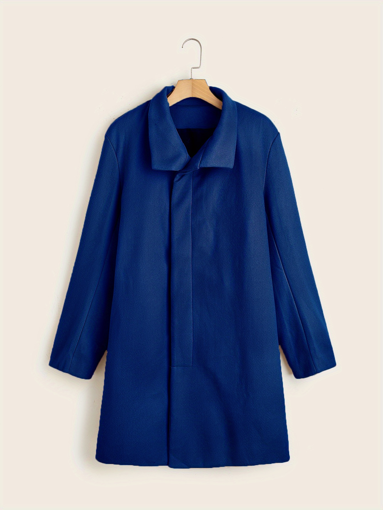 mens trendy retro solid long sleeve coat windbreaker lapel long overcoat for autumn winter details 25