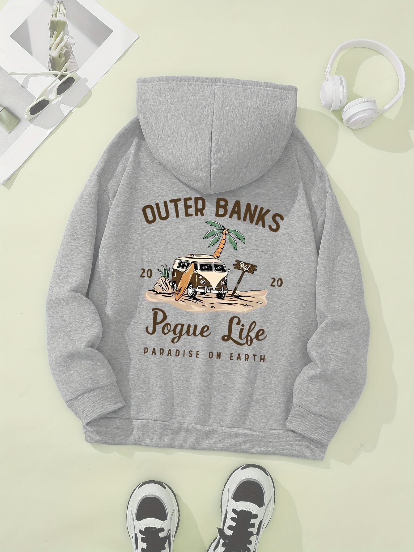 pogue life print hoodie casual pocket long sleeve drawstring hoodies sweatshirt womens clothing details 35