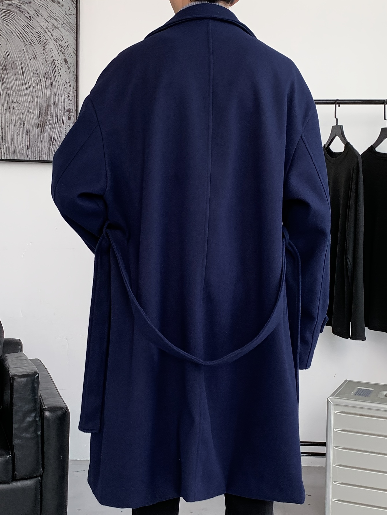 mens elegant single breasted trench coat casual lapel overcoat for fall winter details 23