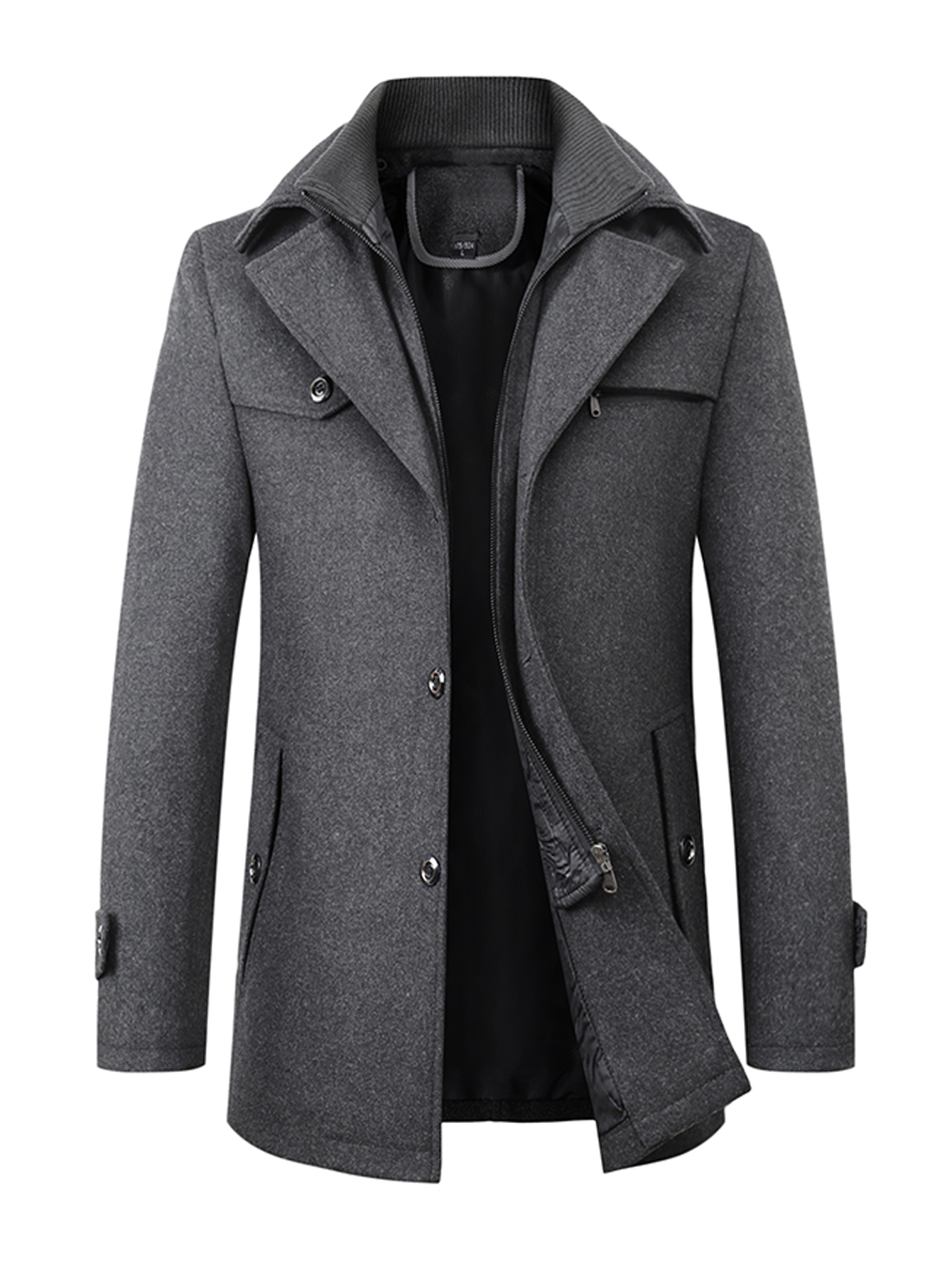 new wool coat mens business casual thick warm slim jacket details 0