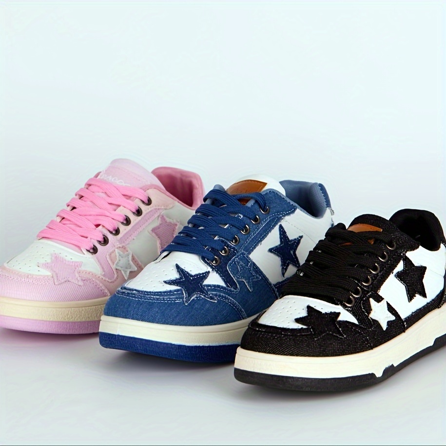 womens platform skate shoes star pattern round toe low top sneakers versatile trendy sports shoes details 6