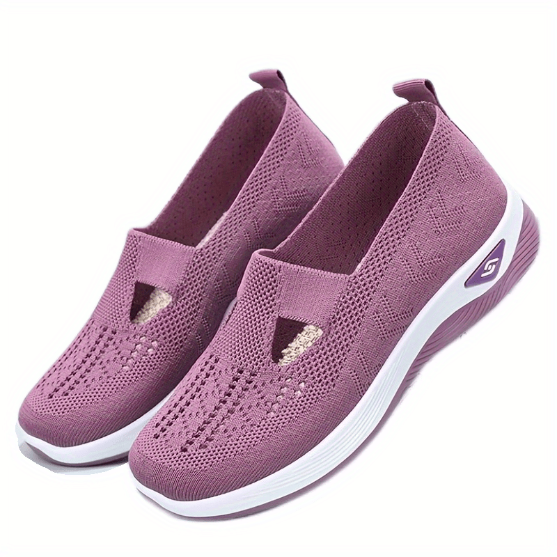 womens knitting sock shoes solid color cut out slip on walking shoes casual lightweight shoes details 8