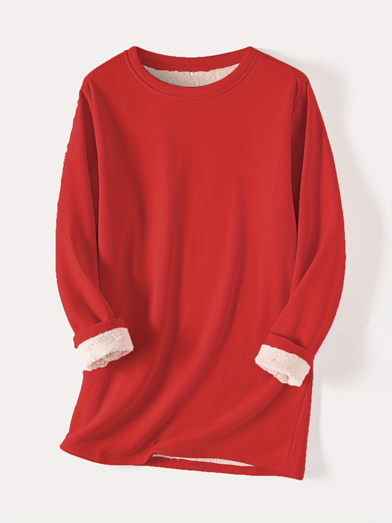 solid crew neck thermal sweatshirt casual long sleeve simple sweatshirt for fall winter womens clothing details 5