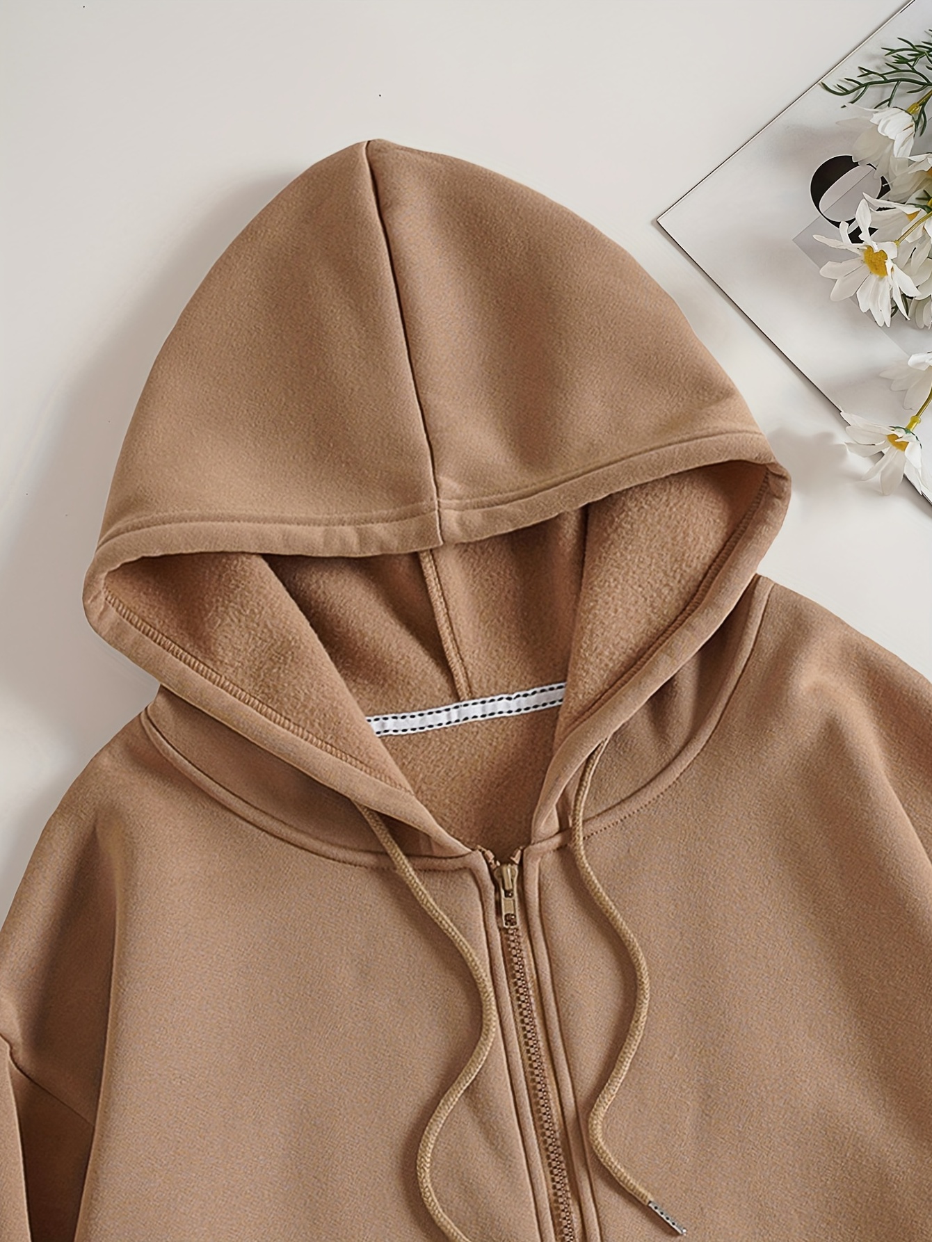 zip up solid hoodies casual long sleeve kangaroo pocket drawstring sweatshirt womens clothing details 22