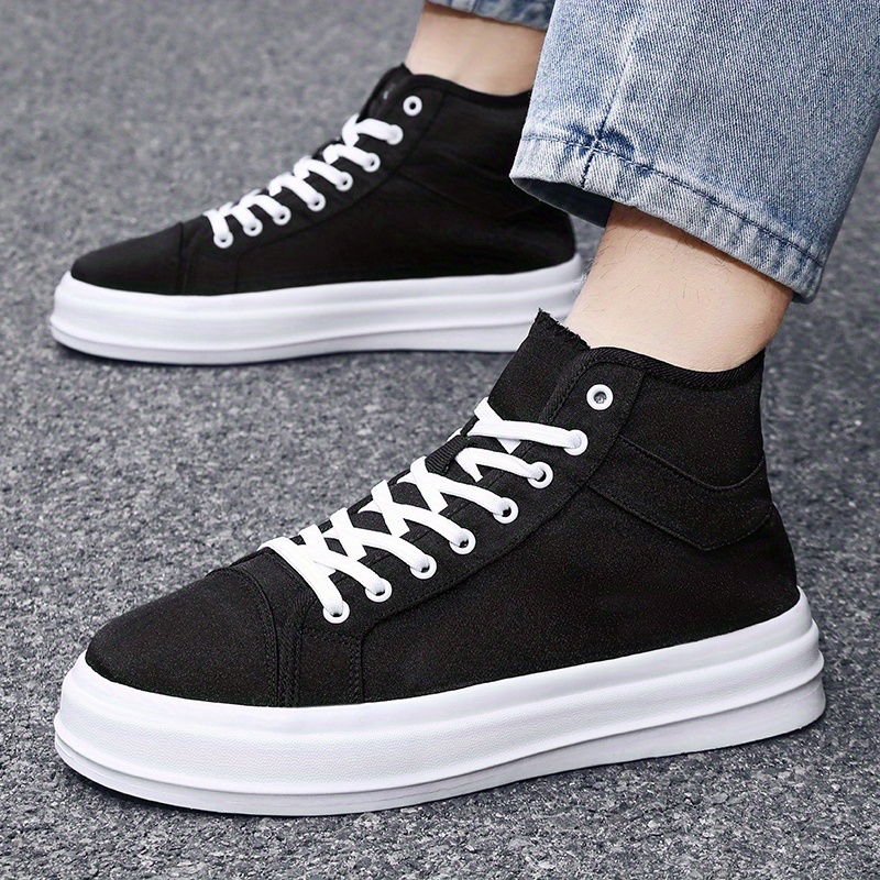 mens lace up canvas sneakers high top casual walking shoes comfortable and breathable details 0