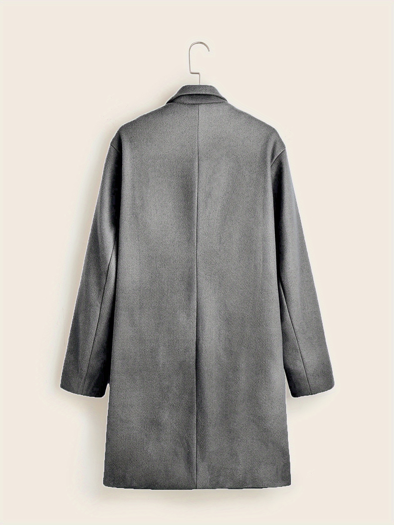 mens trendy retro solid long sleeve coat windbreaker lapel long overcoat for autumn winter details 20