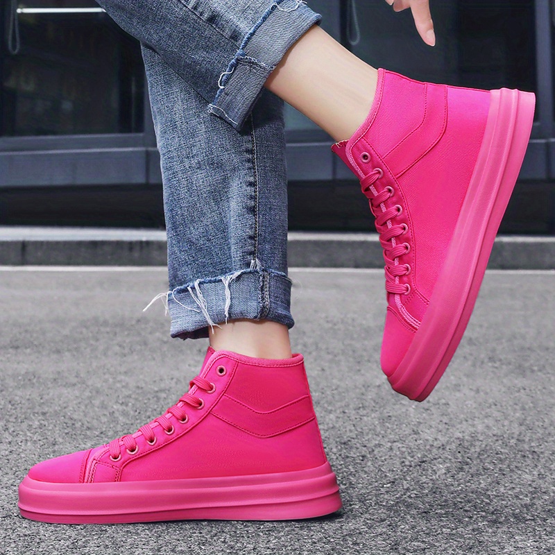 mens lace up canvas sneakers high top casual walking shoes comfortable and breathable details 8