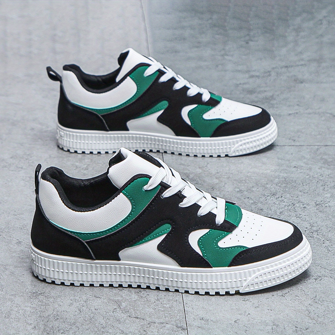 womens fashion color block sneakers causal microfiber synthetic leather lace up shoes versatile sports shoes details 0