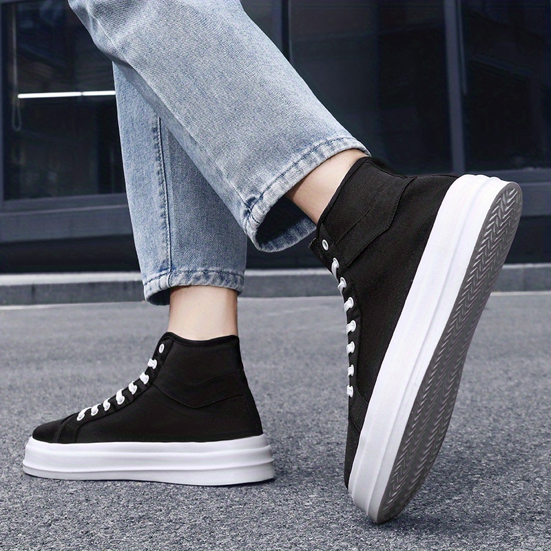 mens lace up canvas sneakers high top casual walking shoes comfortable and breathable details 1