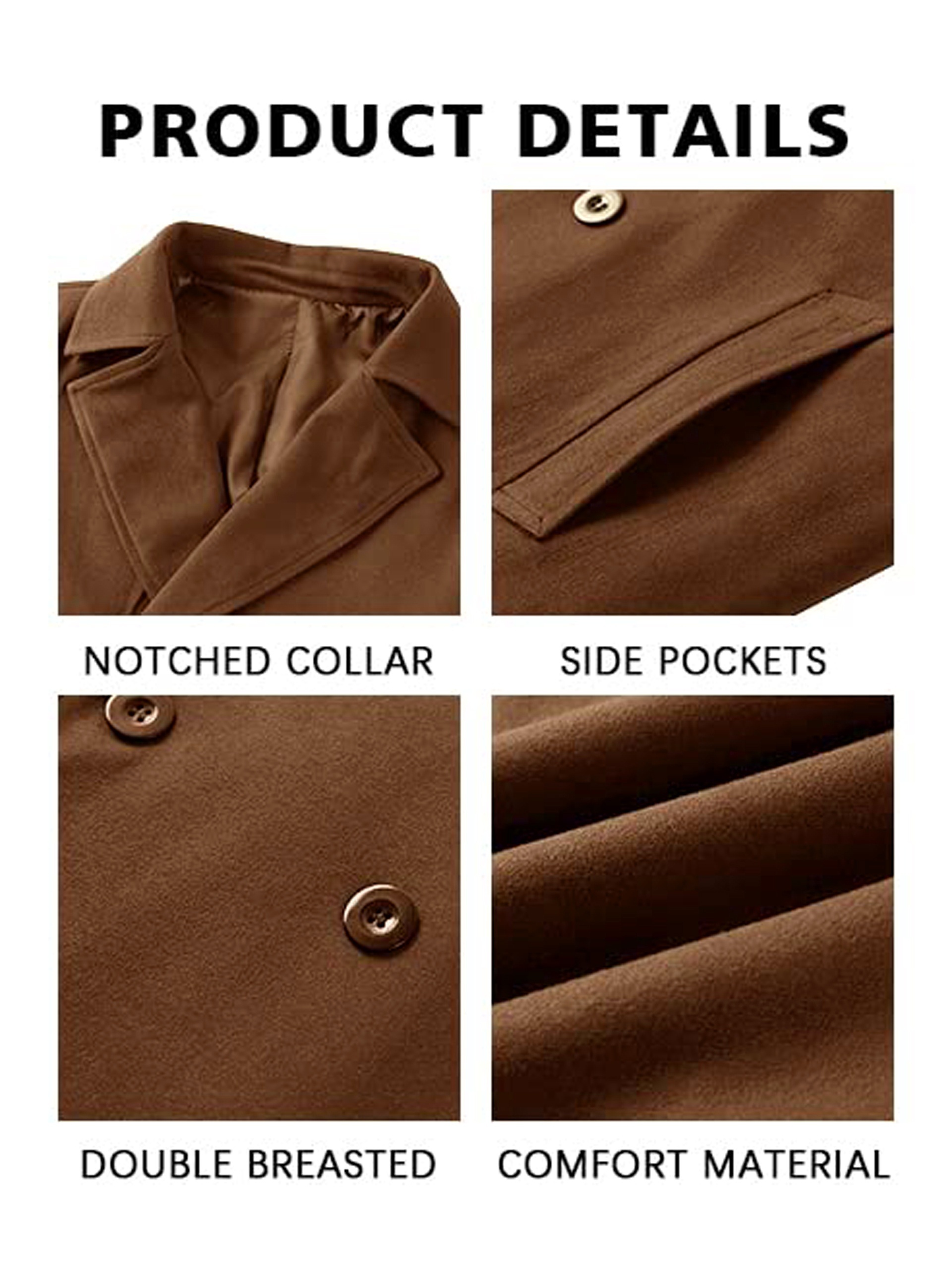 mens elegant trench coat mature double breasted overcoat for fall winter details 3