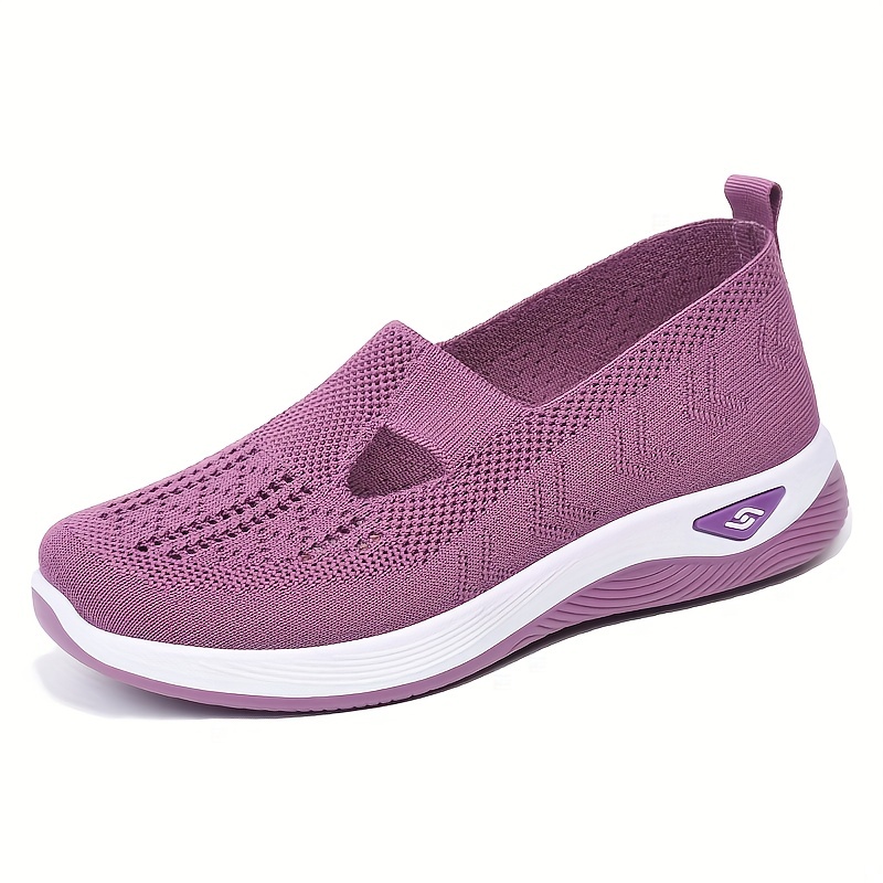 womens knitting sock shoes solid color cut out slip on walking shoes casual lightweight shoes details 7