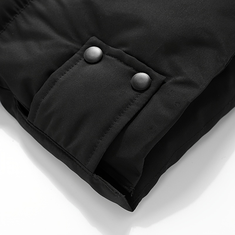 warm hooded mid length jacket mens casual zip up cotton padded jacket overcoat for fall winter outdoor details 10