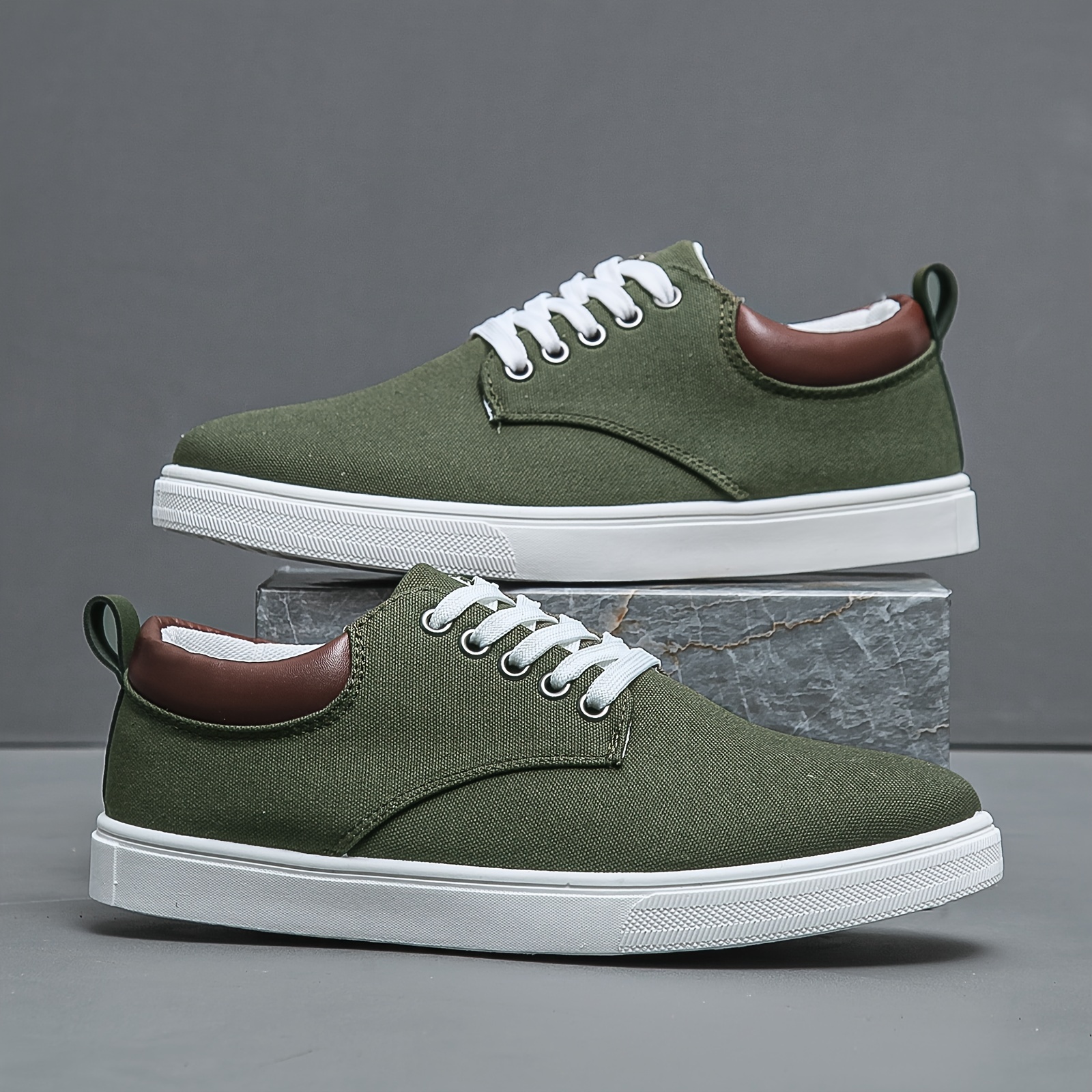 mens trendy canvas lace up sneakers casual outdoor walking shoes details 6