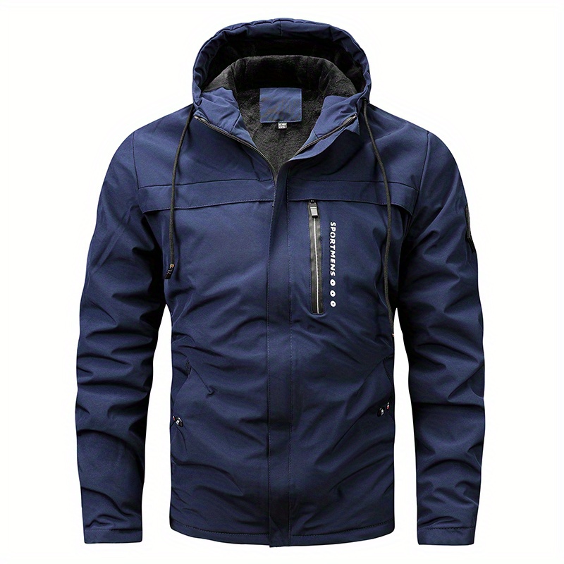 warm fleece hooded jacket mens casual winter jacket coat for outdoor activities details 6
