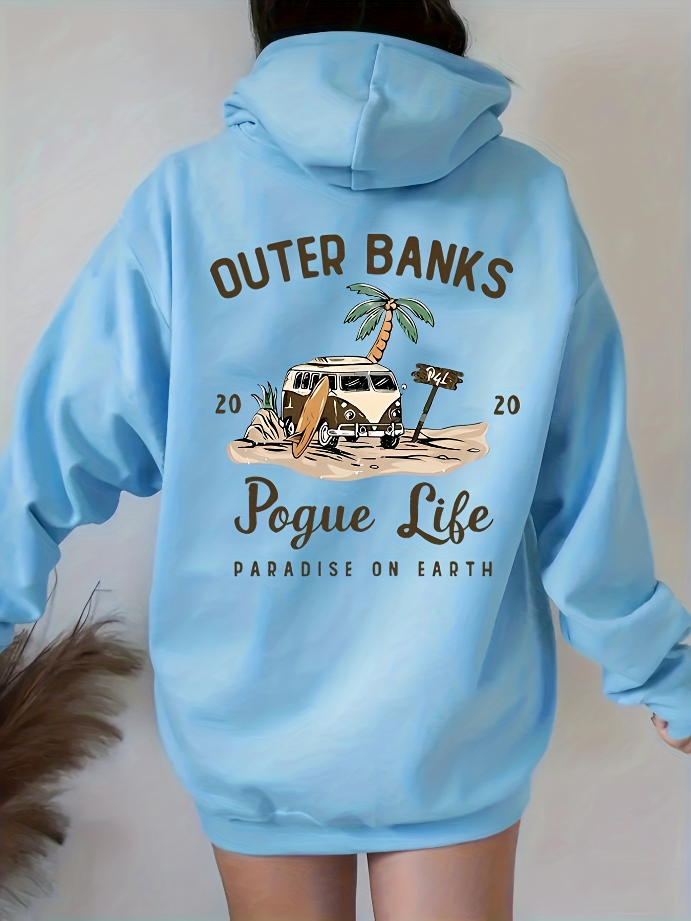 pogue life print hoodie casual pocket long sleeve drawstring hoodies sweatshirt womens clothing details 10