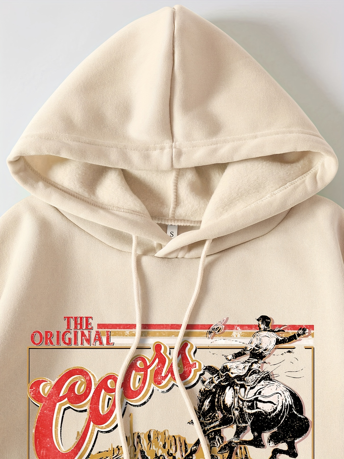 cowboy letter print drawstring hoodie casual long sleeve kangaroo pocket hoodie sweatshirt womens clothing details 29