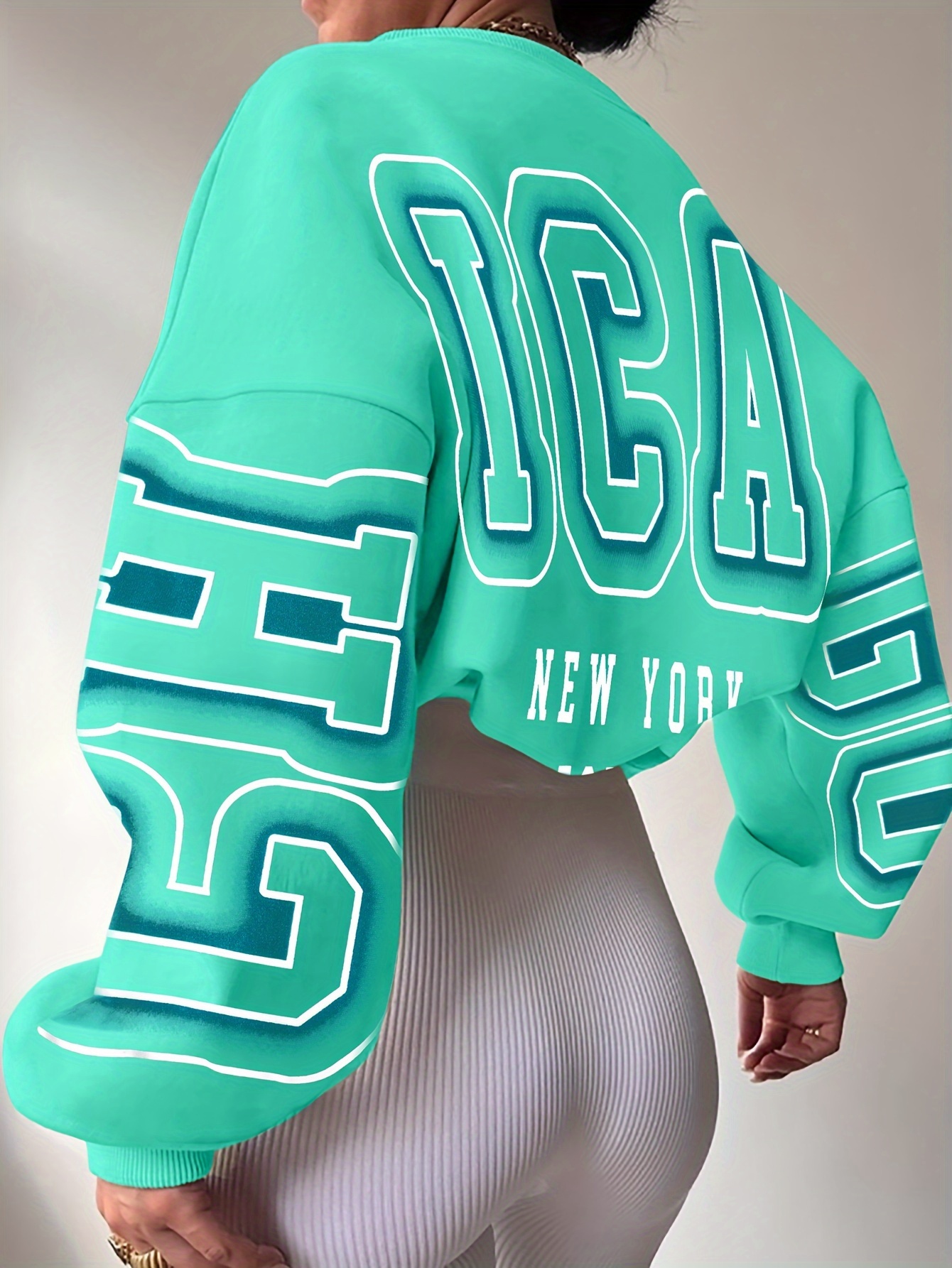 letter print drop shoulder sweatshirt casual long sleeve crew neck sweatshirt for fall winter womens clothing details 20