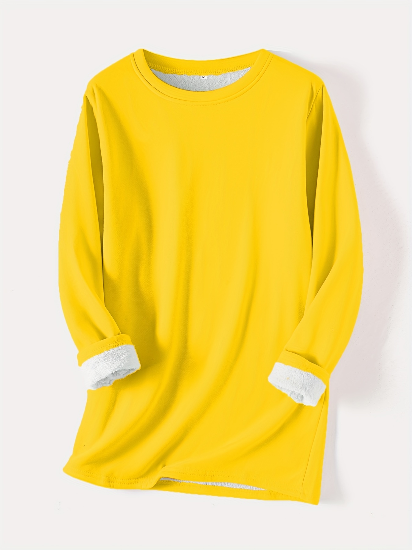 solid crew neck thermal sweatshirt casual long sleeve simple sweatshirt for fall winter womens clothing details 30