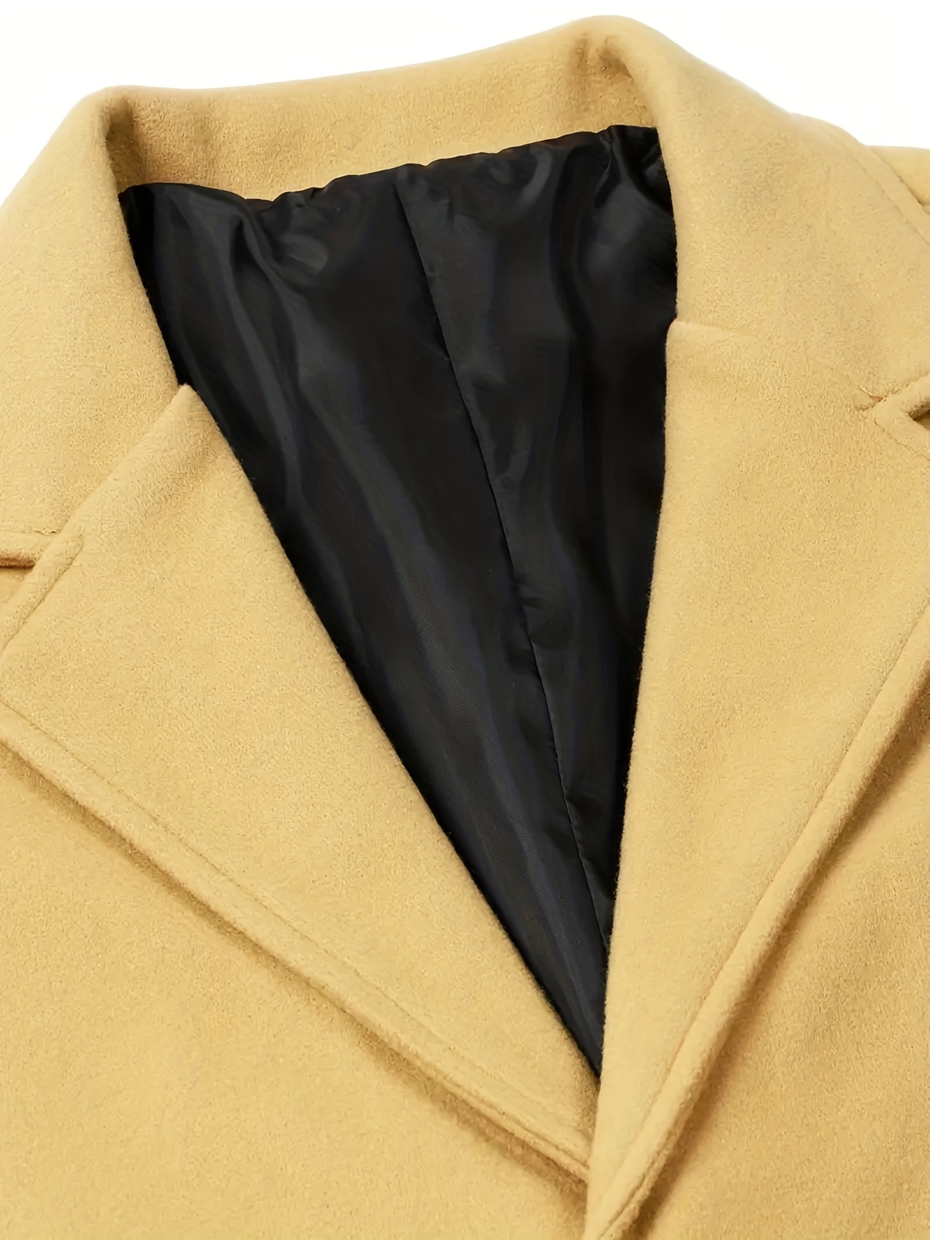 classic design trench coat mens semi formal button up lapel overcoat for fall winter business details 11