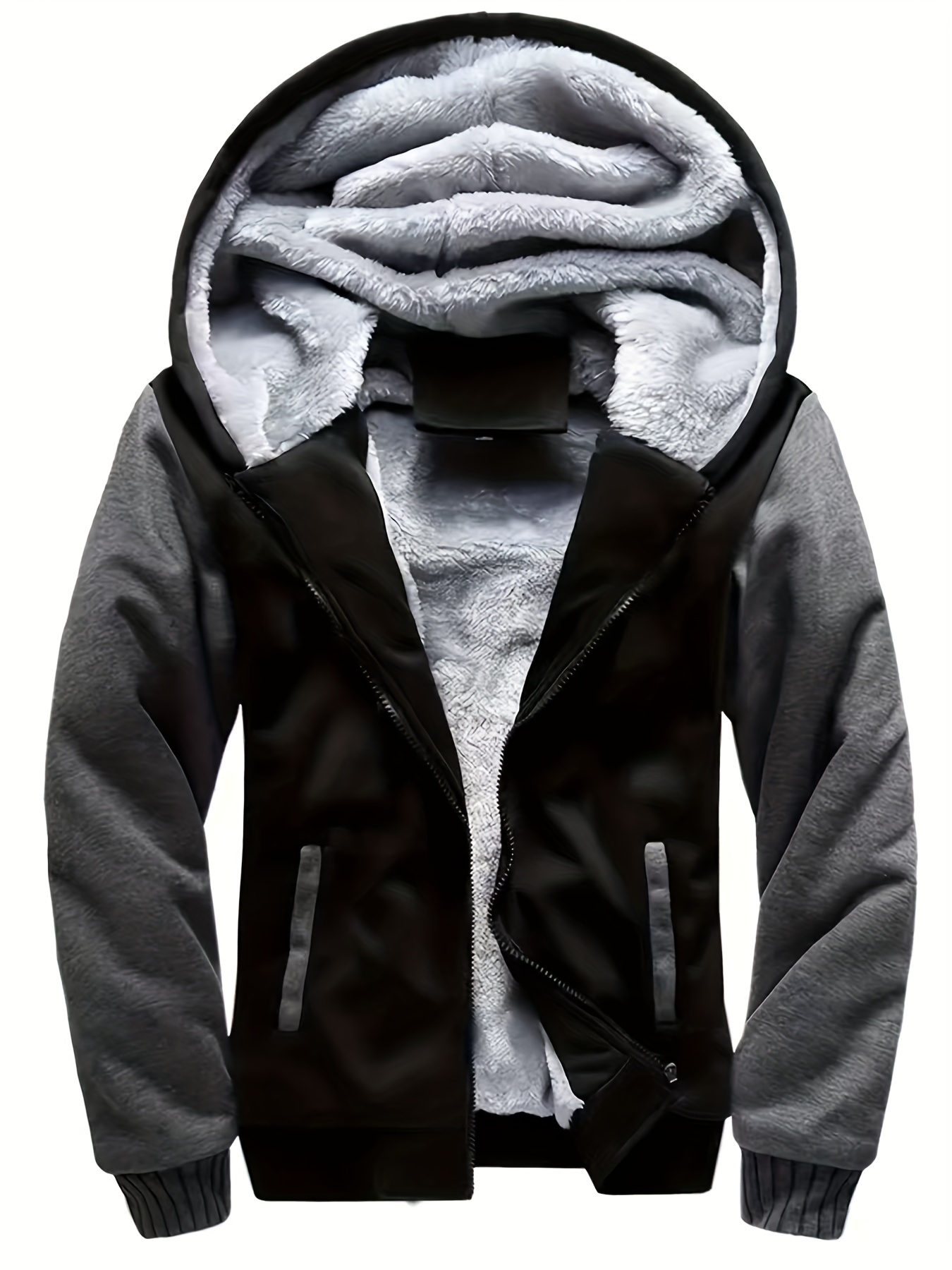 warm thick coat for fall winter casual hooded warm fleece jacket for outdoor activities details 0
