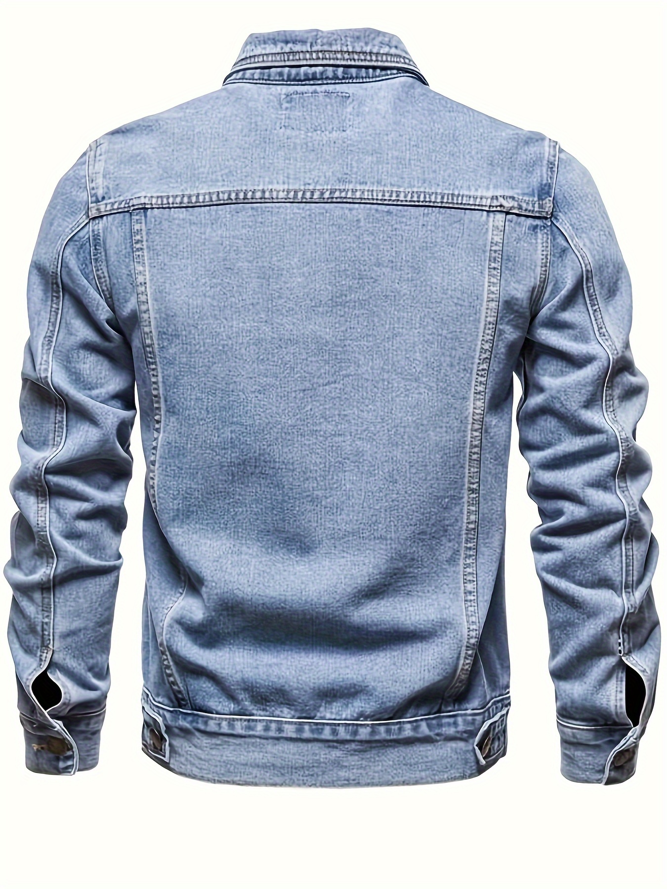 mens casual denim jacket street style button up jacket details 1
