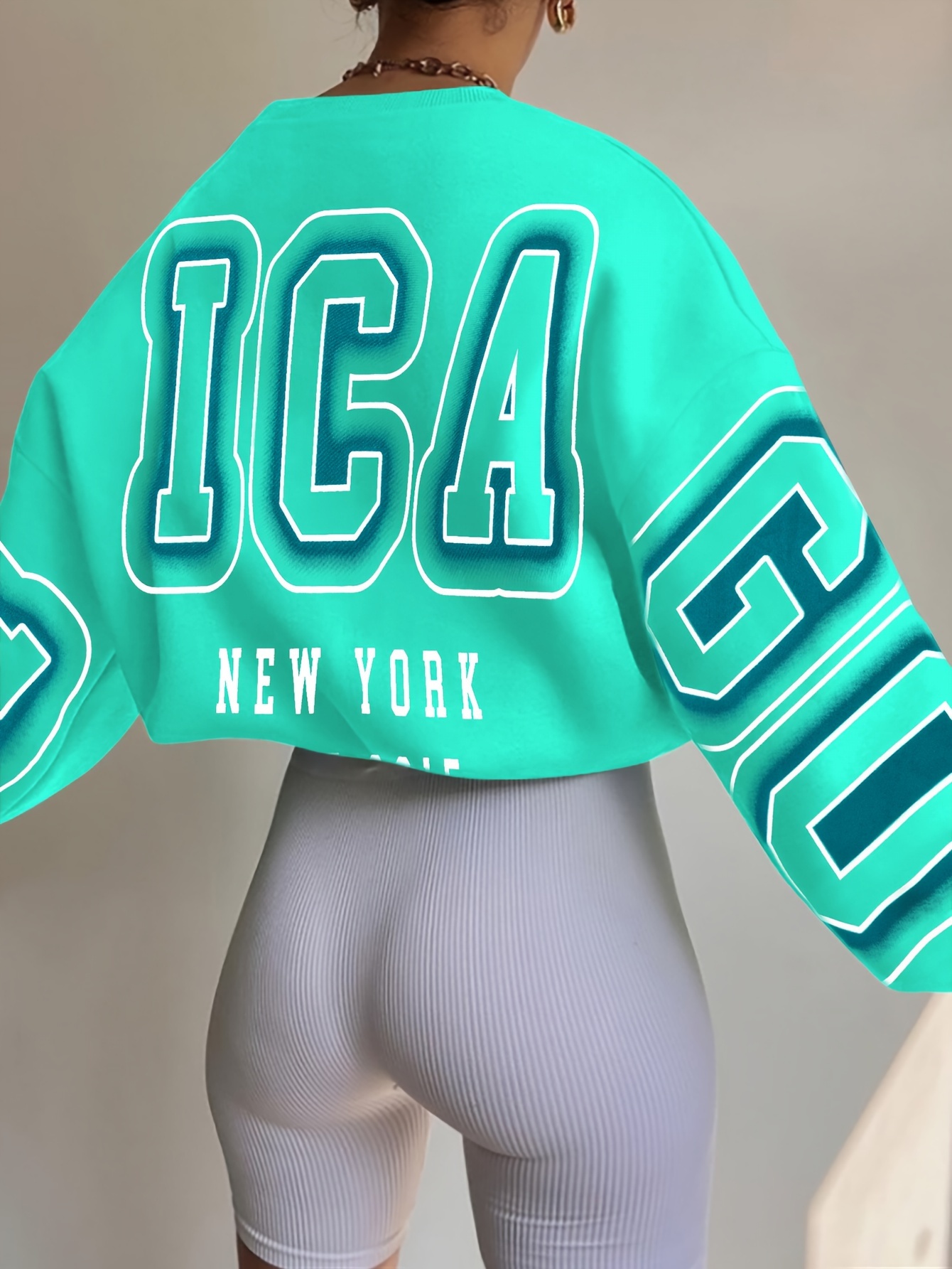 letter print drop shoulder sweatshirt casual long sleeve crew neck sweatshirt for fall winter womens clothing details 22