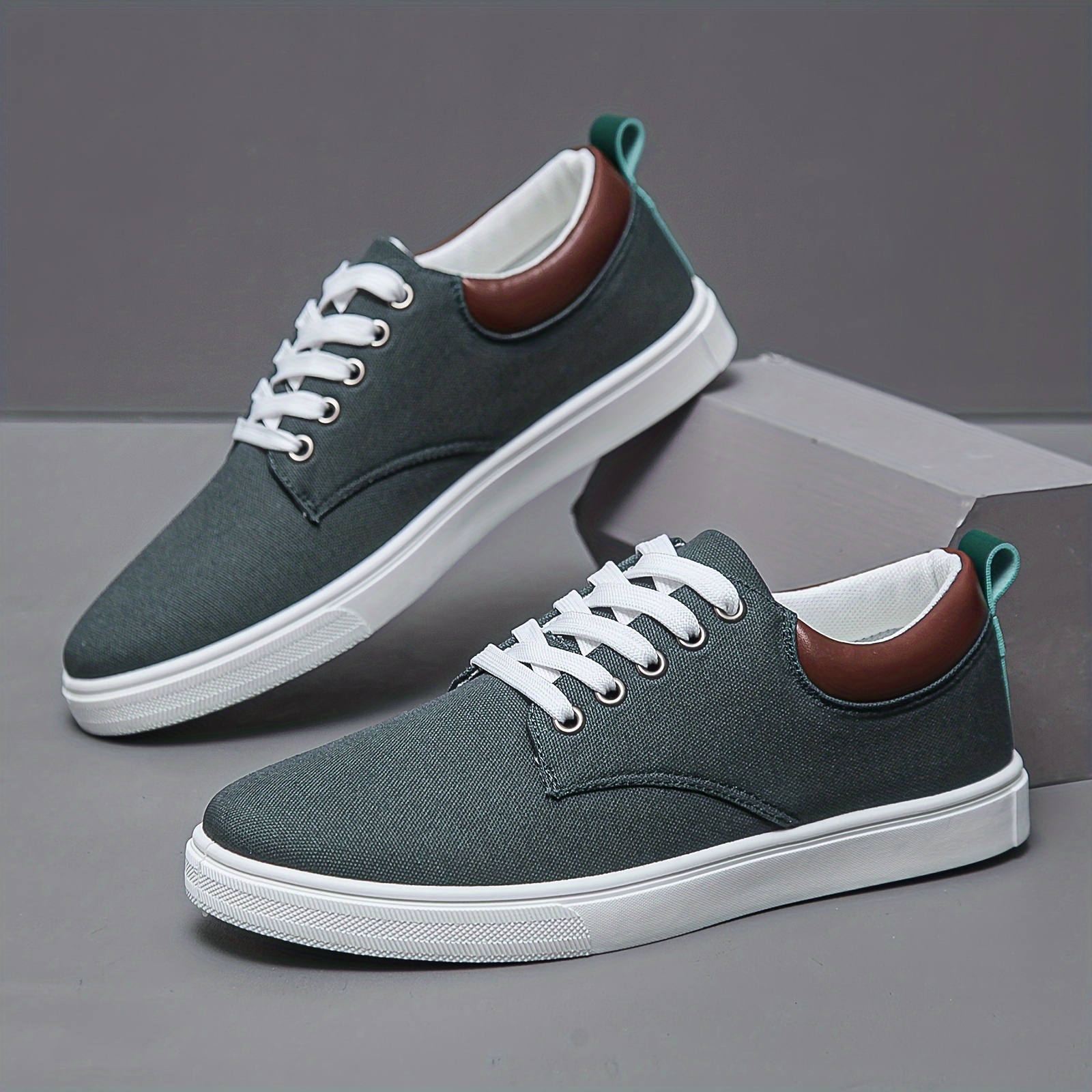 mens trendy canvas lace up sneakers casual outdoor walking shoes details 9