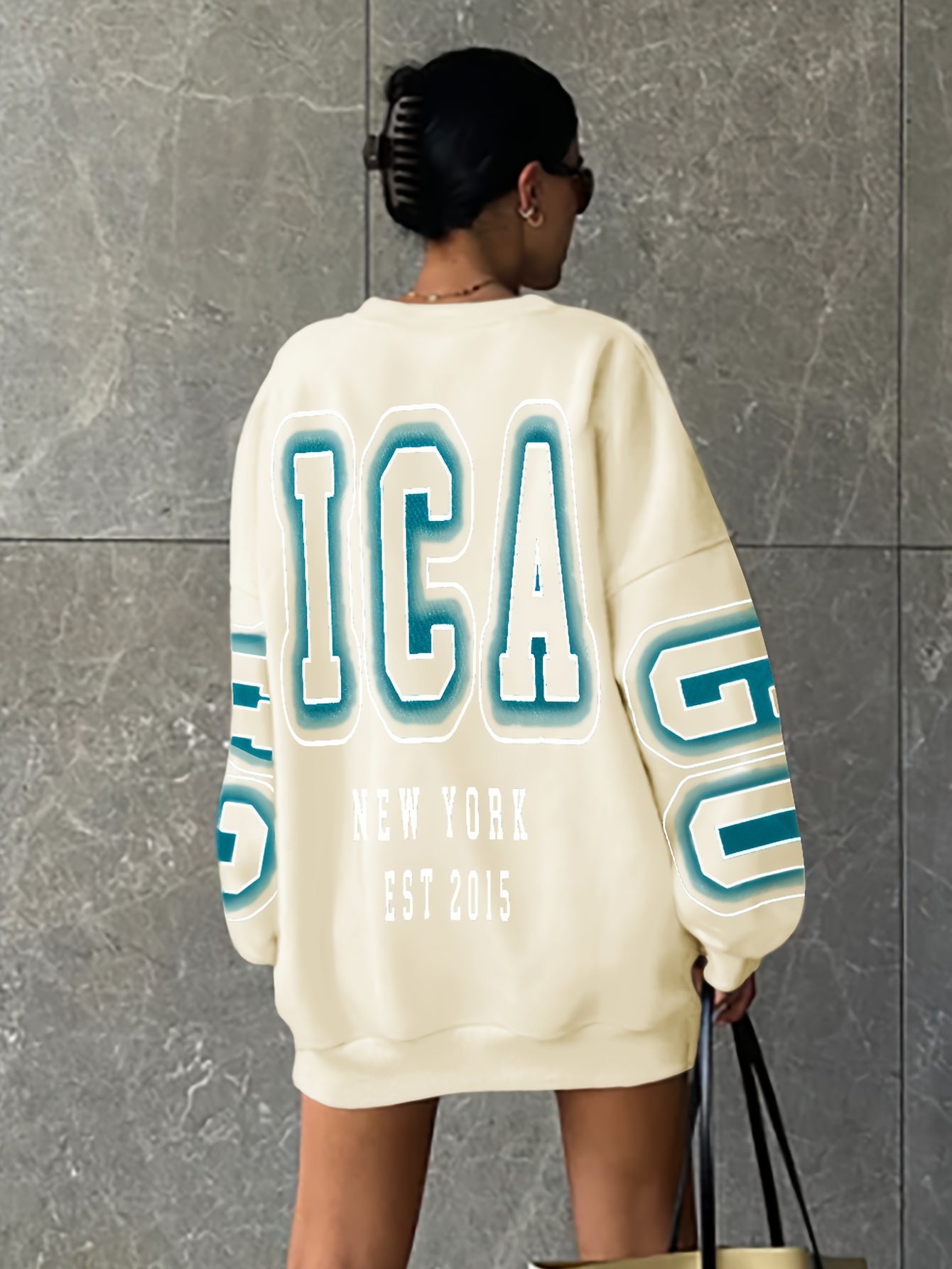 letter print drop shoulder sweatshirt casual long sleeve crew neck sweatshirt for fall winter womens clothing details 33