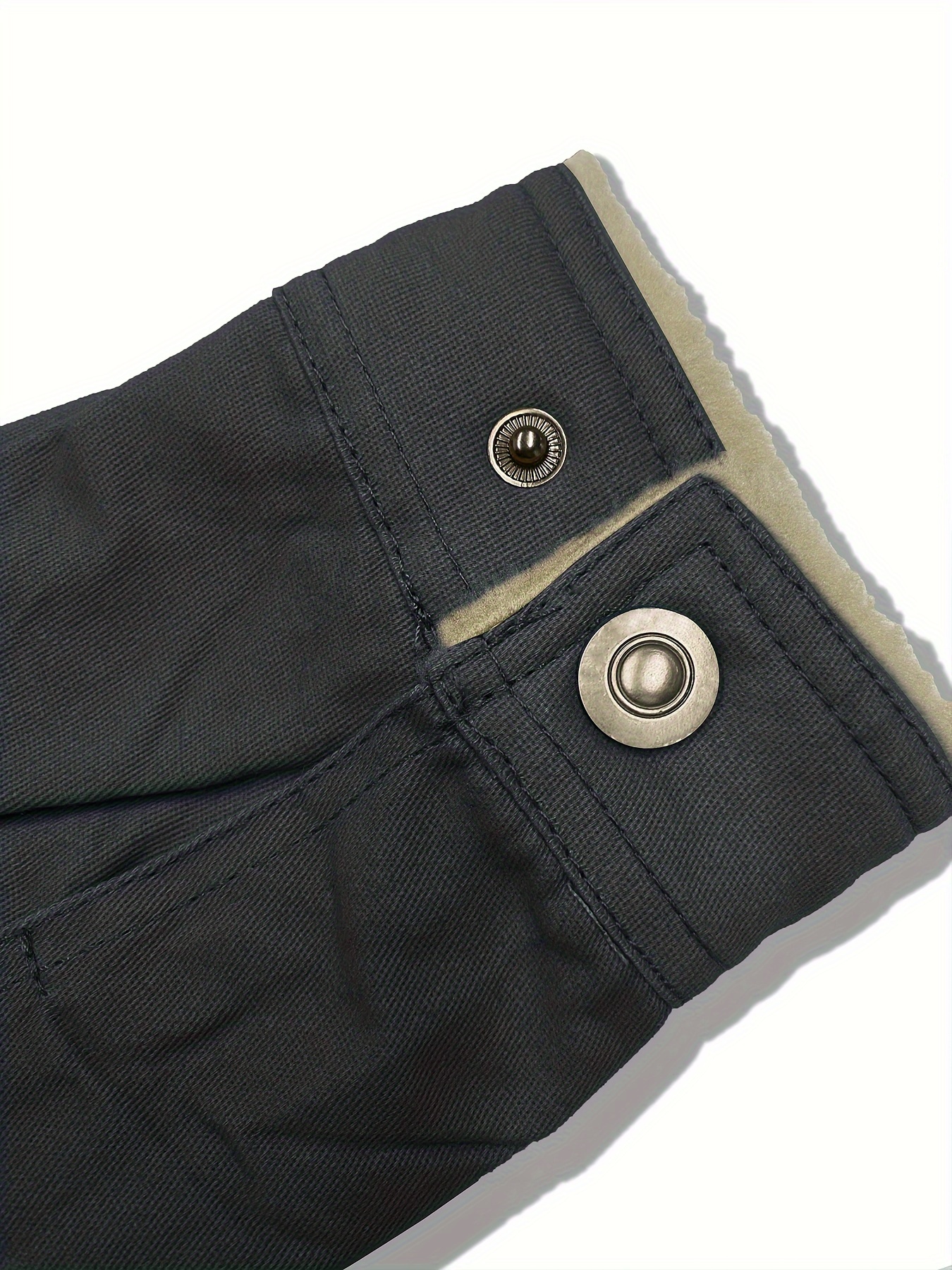 mens casual warm fleece flap pocket jacket chic cotton button up jacket for fall winter details 1