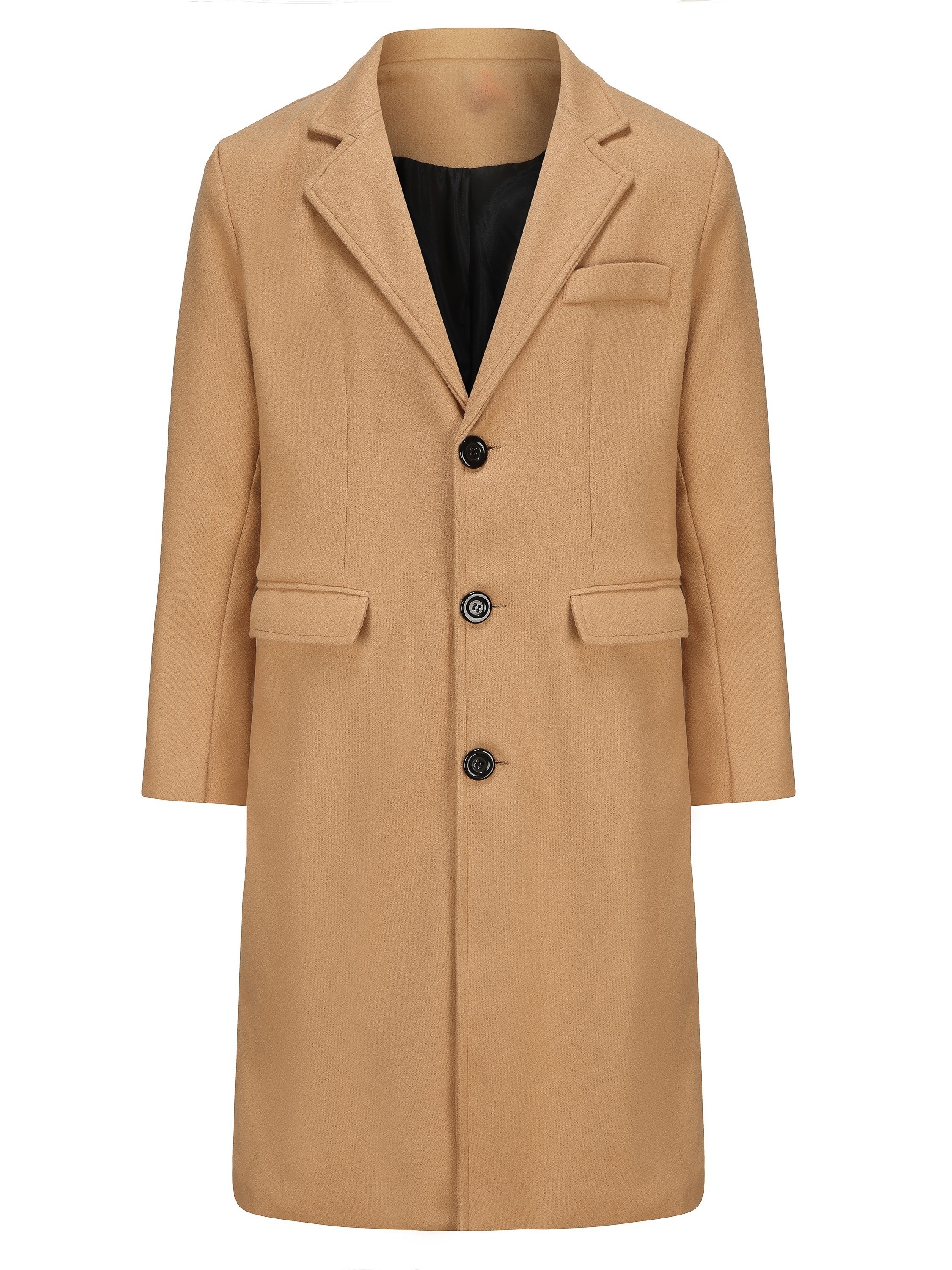 Men s Stylish Retro Solid Long Sleeve Coat Windbreaker Lapel Long Overcoat For Autumn Winter details 2