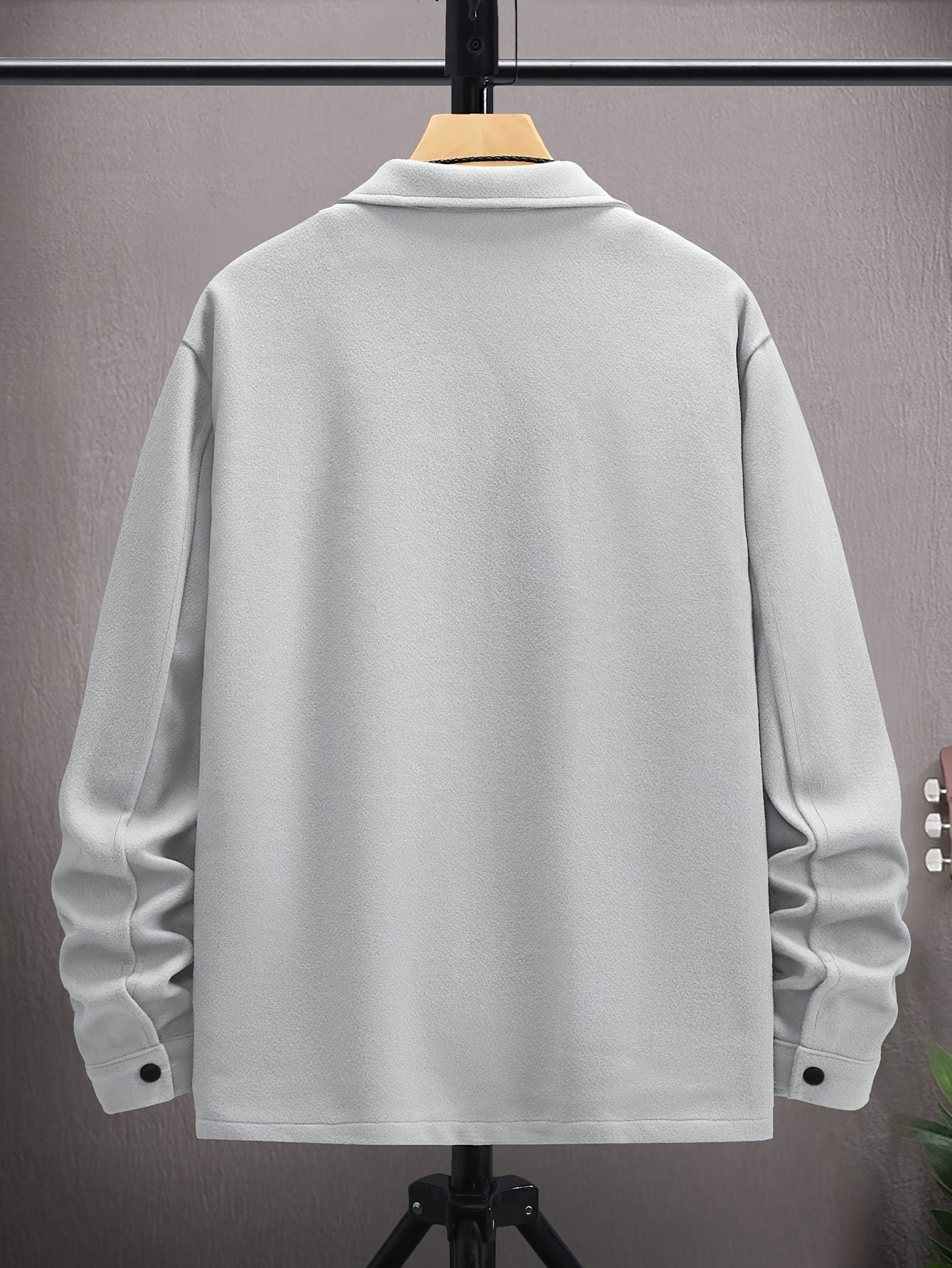 mens casual woolen flap pocket jacket chic button up mature coat for fall winter details 6