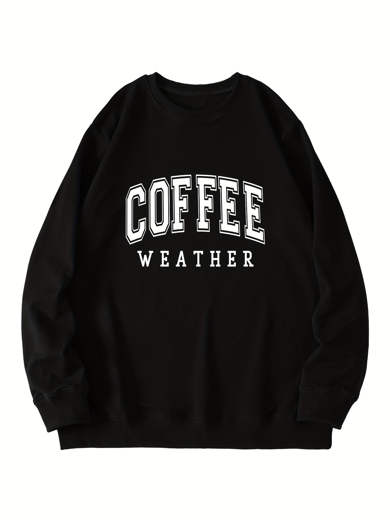 coffee letter print loose sweatshirt casual long sleeve crew neck sweatshirt womens clothing details 42