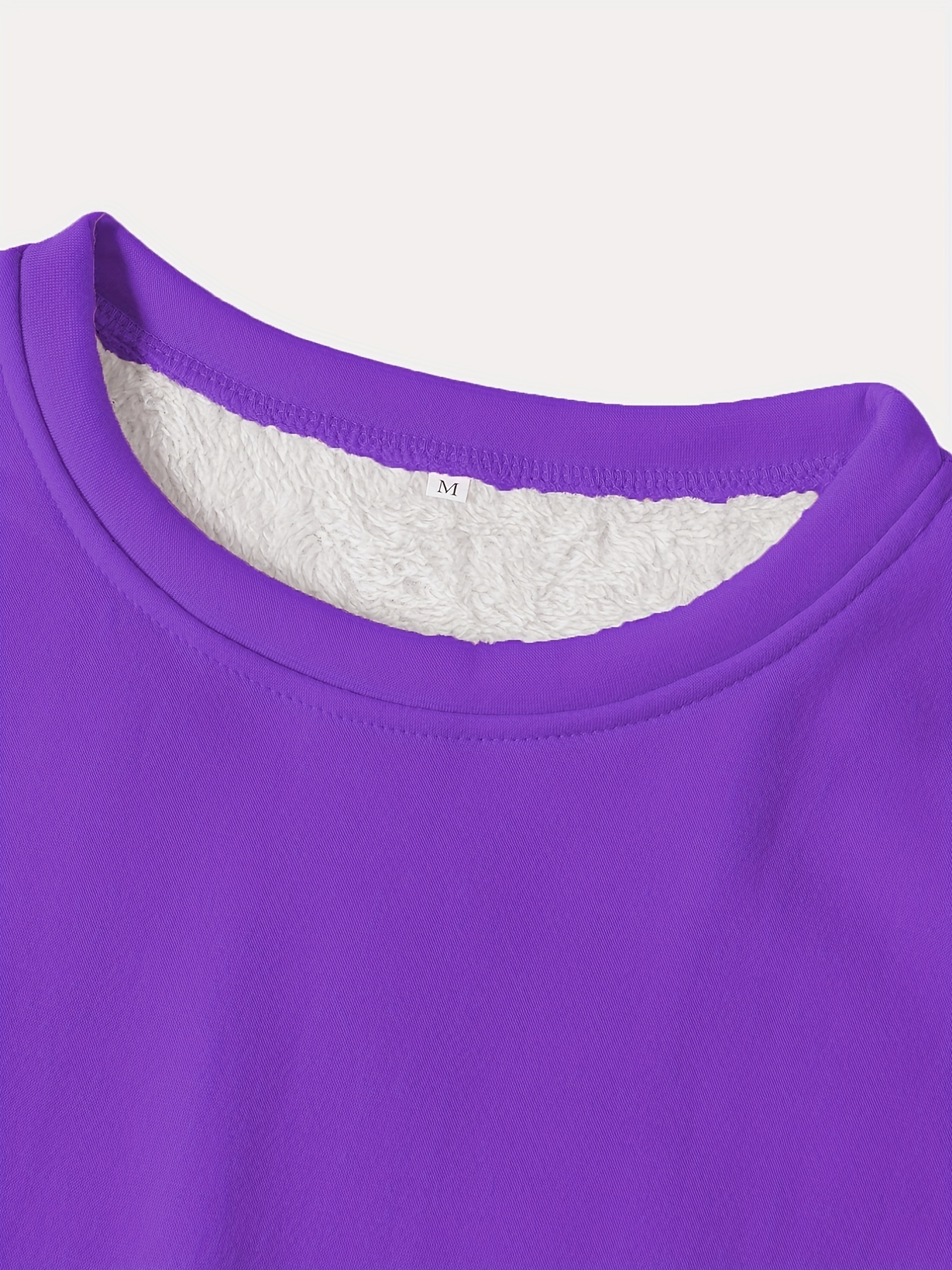 solid crew neck thermal sweatshirt casual long sleeve simple sweatshirt for fall winter womens clothing details 14