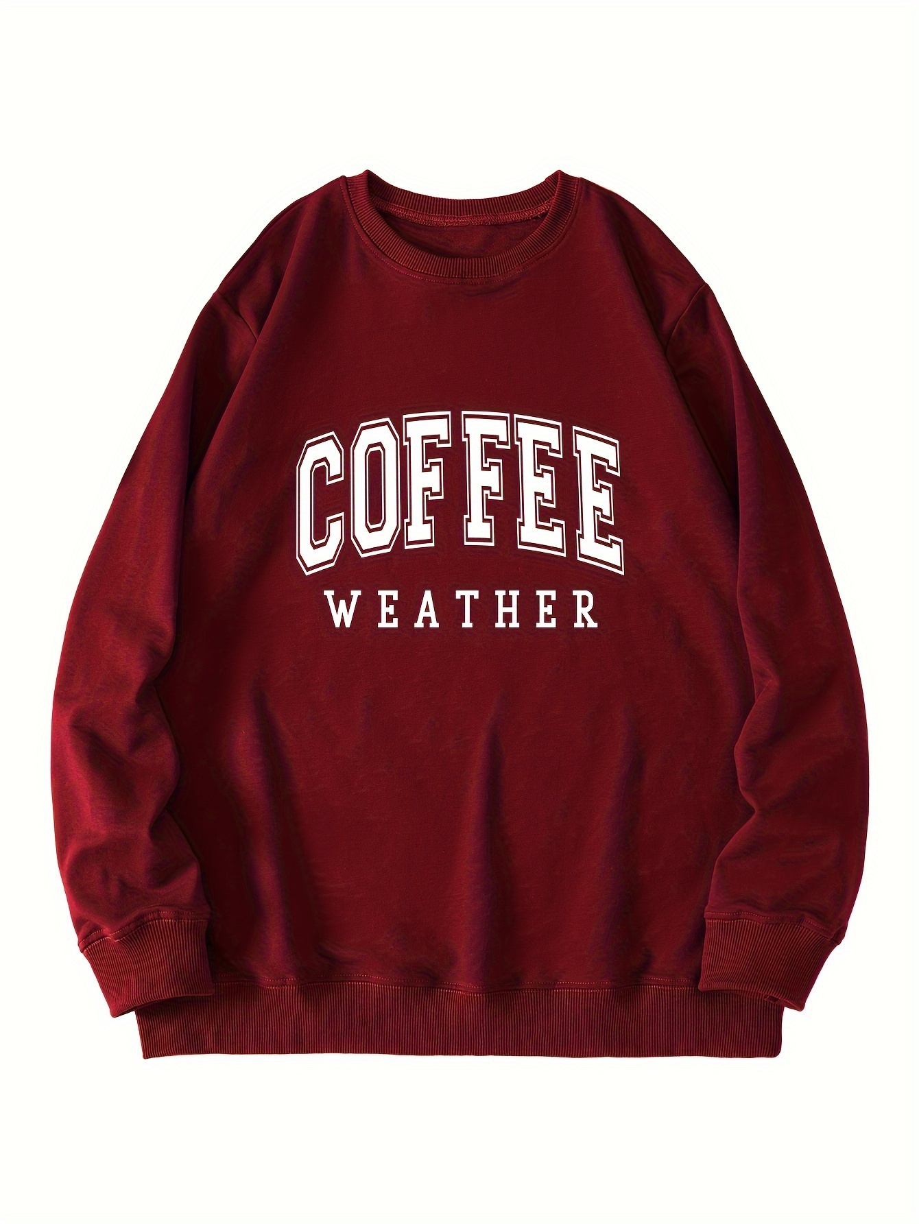 coffee letter print loose sweatshirt casual long sleeve crew neck sweatshirt womens clothing details 7