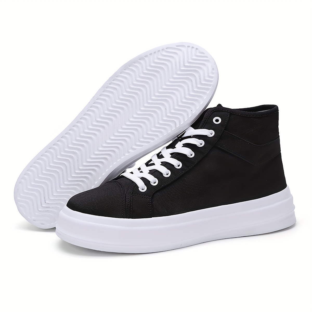 mens lace up canvas sneakers high top casual walking shoes comfortable and breathable details 3