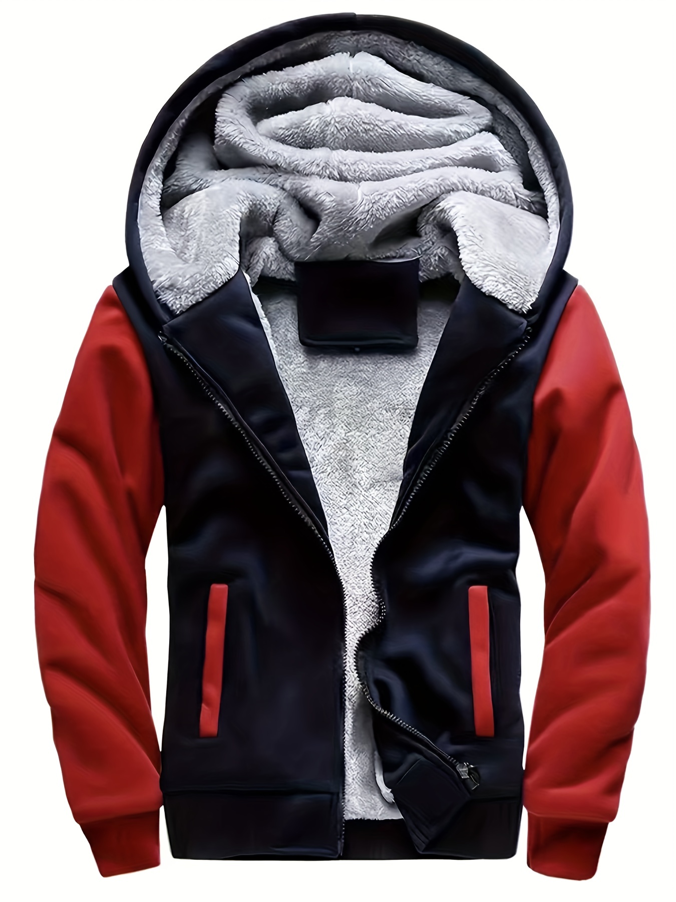 warm thick coat for fall winter casual hooded warm fleece jacket for outdoor activities details 5