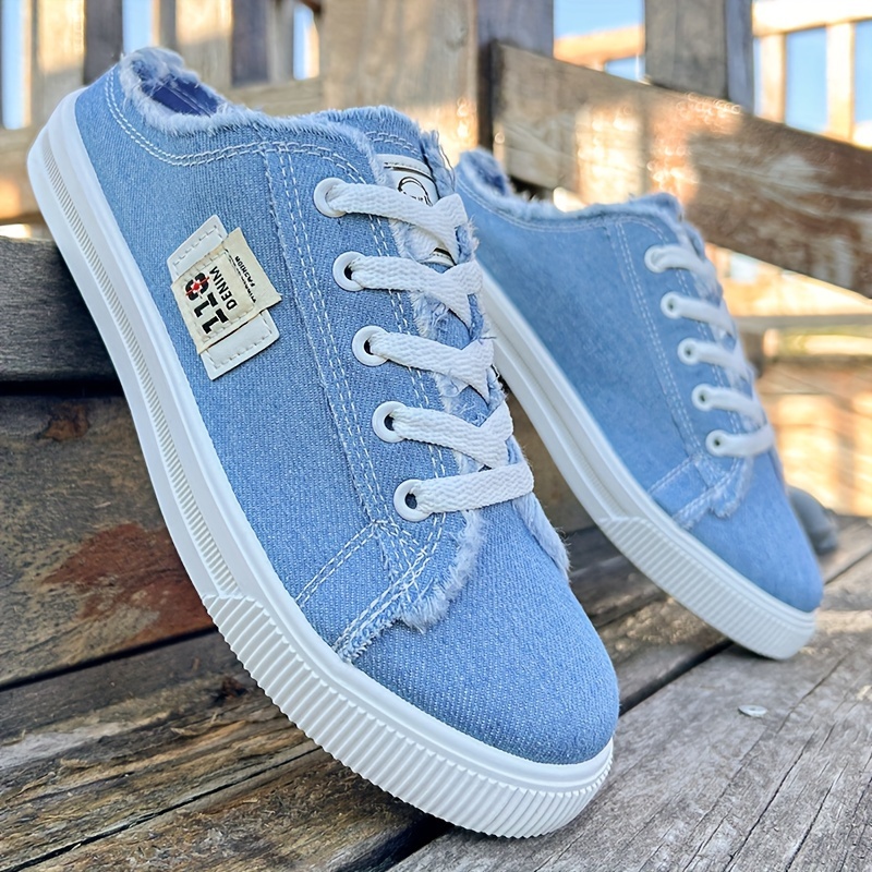 mens stylish backless canvas shoes breathable lightweight slip on casual slippers for outdoor walking spring and summer details 8